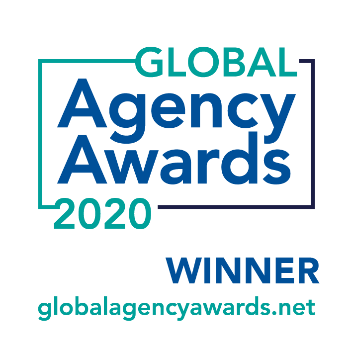 A graphic showing that Bee Digital Marketing won the Global Agency Awards in 2020