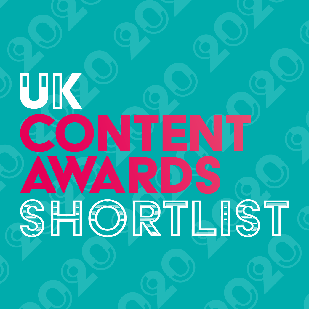 A graphic showing that Bee Digital Marketing were shortlisted for the UK Content Awards in 2020