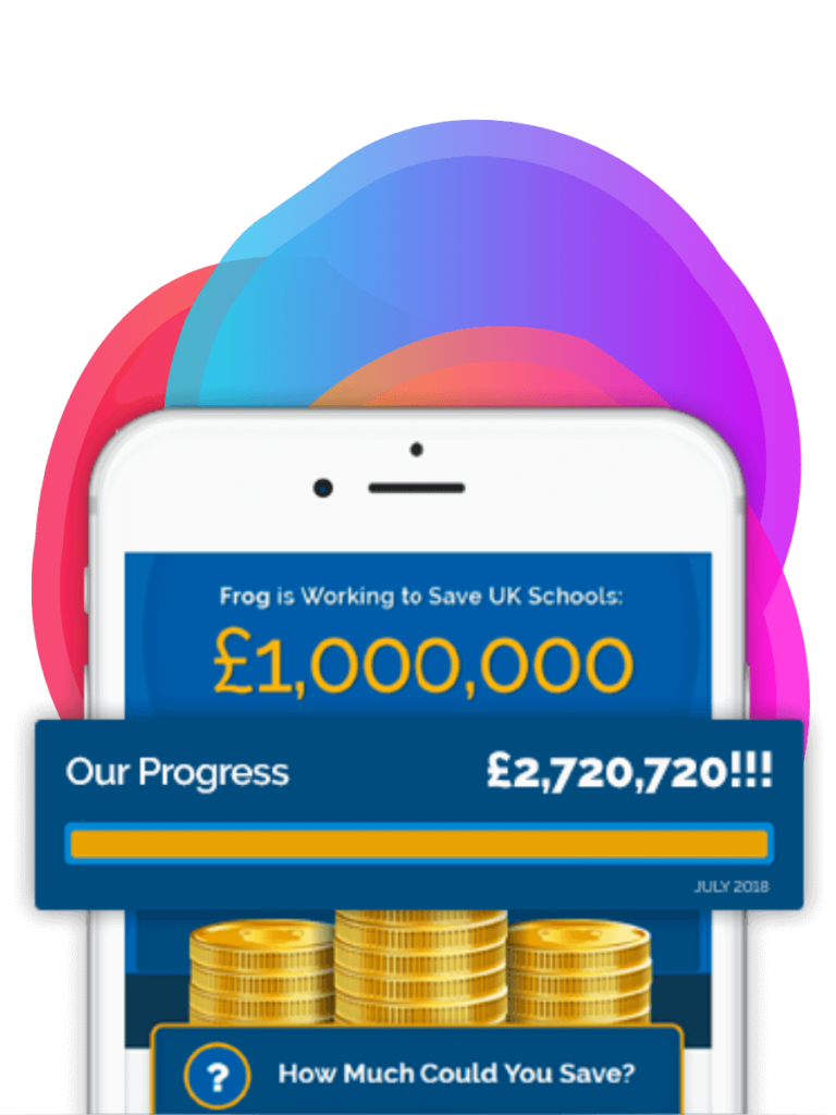 A digital mock up of the totaliser which Bee Digital developed with Frog. It shows the target of £1000000 and the actual amount saved as being £2720720 with golden coins beneath.