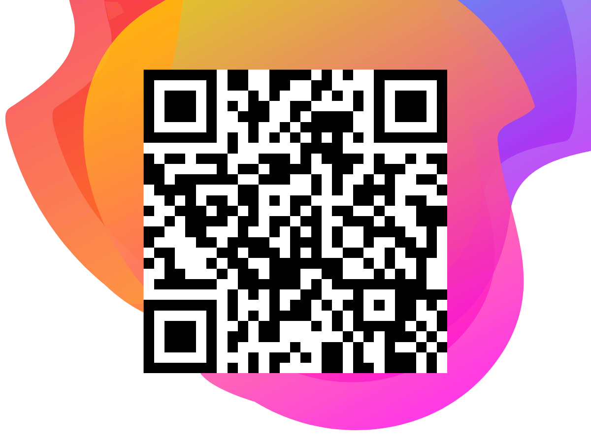 a background of Bee Digital Marketing colours with a QR code in front of it.