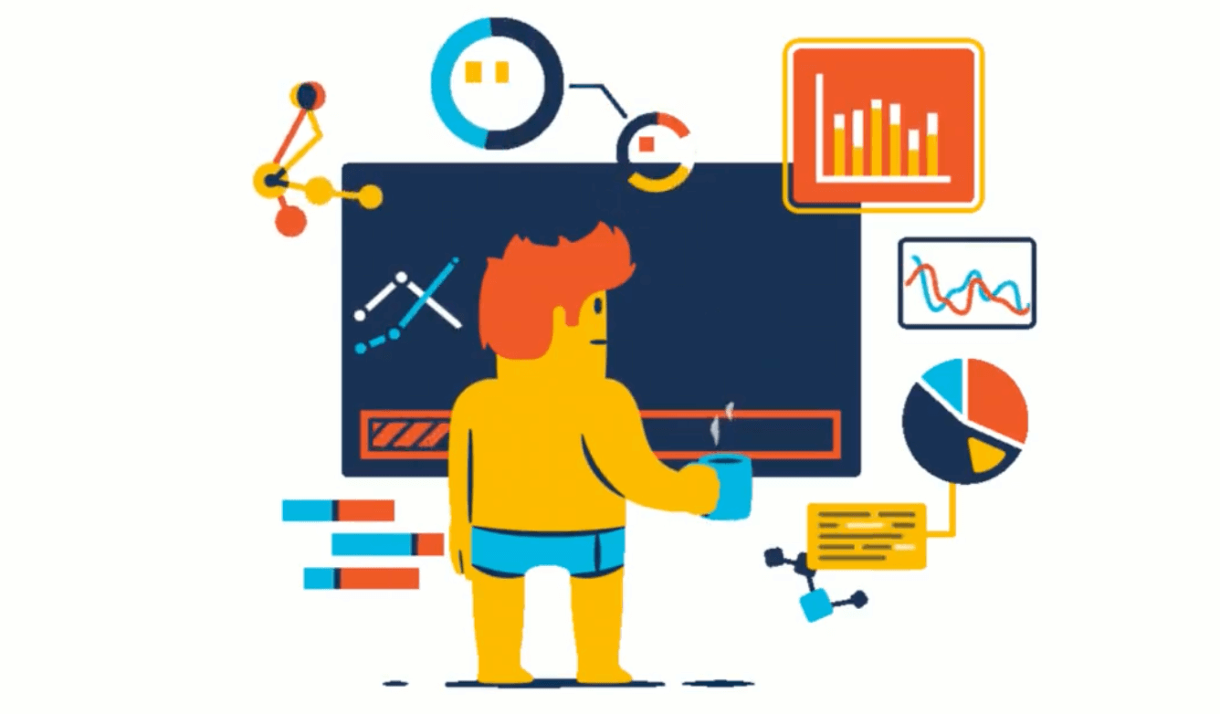 A person making interactive graphs drinking coffee - Bee Digital