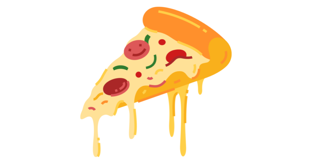 A slice of pizza dripping with cheese and with a pepperoni topping. One of the pepperoni pieces has a smiley face on it.