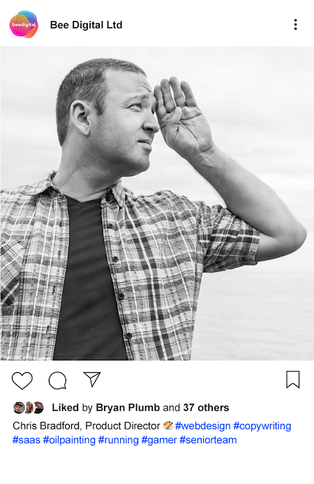 An Instagram bio picture of Bee Digital Marketing team member Chris Bradford