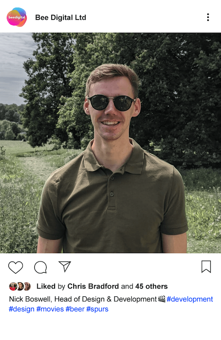 An Instagram bio picture of Bee Digital Marketing team member Nick Lord