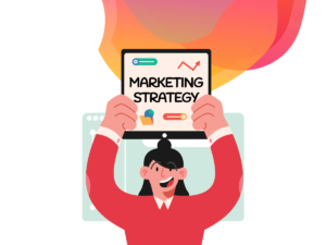 Happy person holding up a marketing strategies sign - Bee Digital Marketing to schools