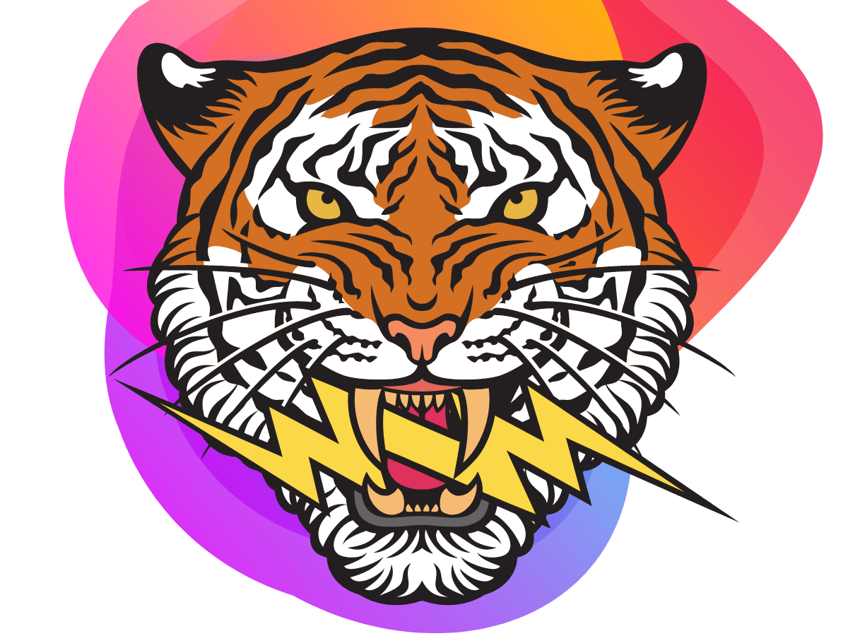 Tiger eating a lightning bolt - Bee Digital marketing agency to schools