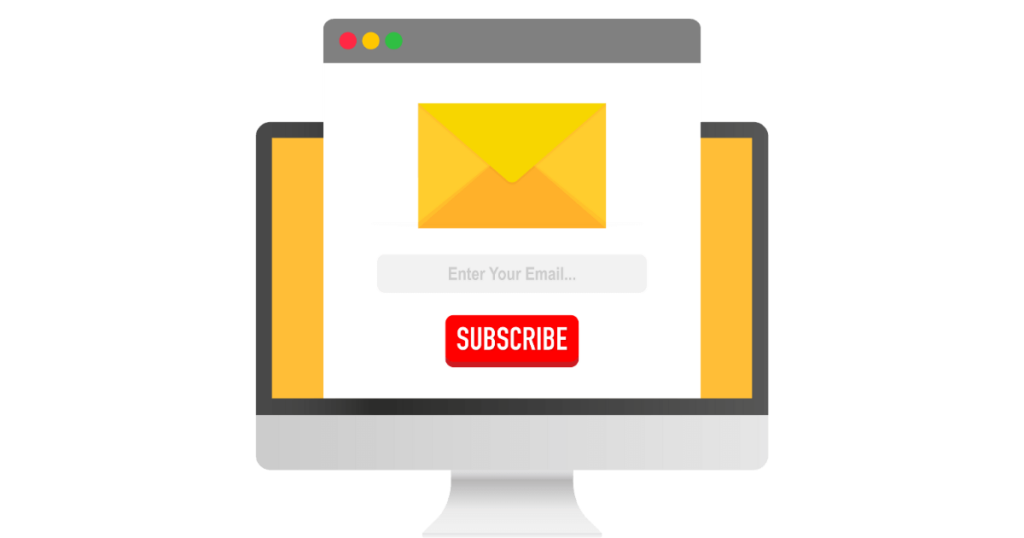 Illustration of a computer showing an email subscription form