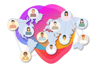 Illustration of people across the world being connected - Bee Digital marketing agency