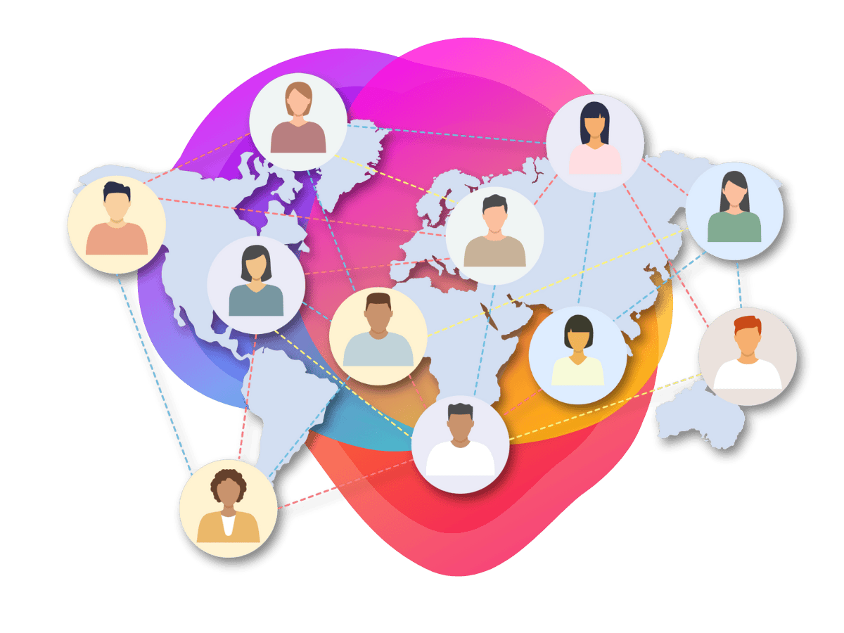 Illustration of people across the world being connected - Bee Digital marketing agency