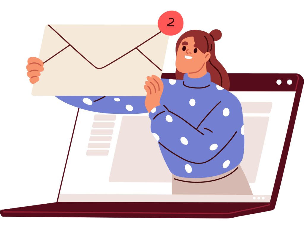 Illustration of someone sending a personalised email - Bee Digital marketing agency for education