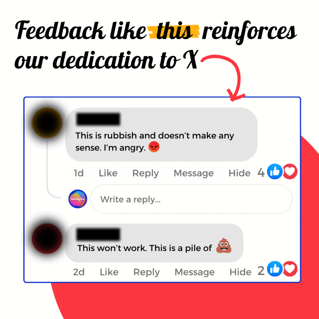 Toxic ad comment examples