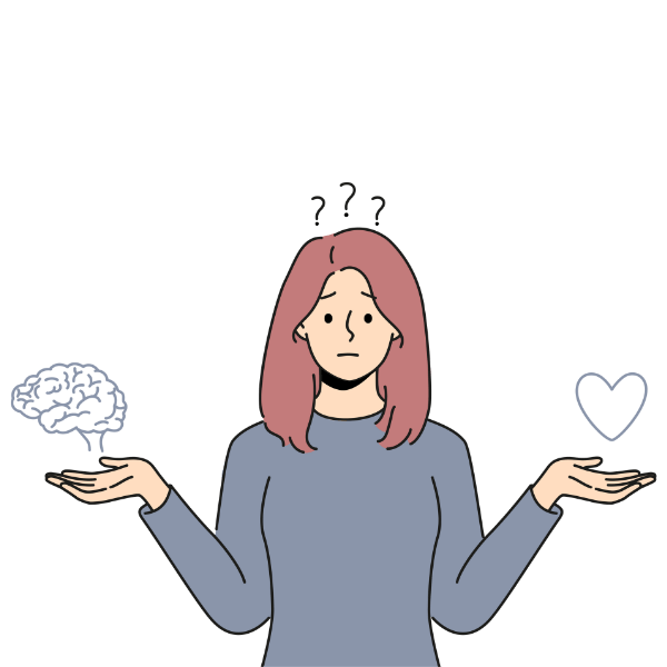 Illustration choosing between head and heart