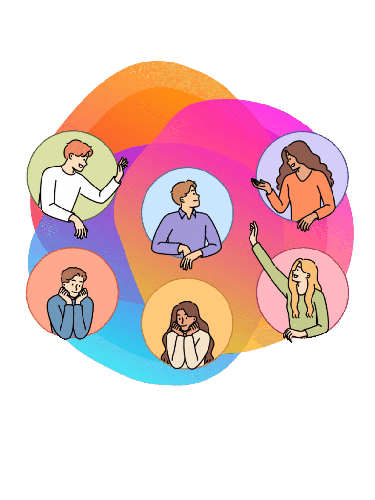 An illustration of people connecting together