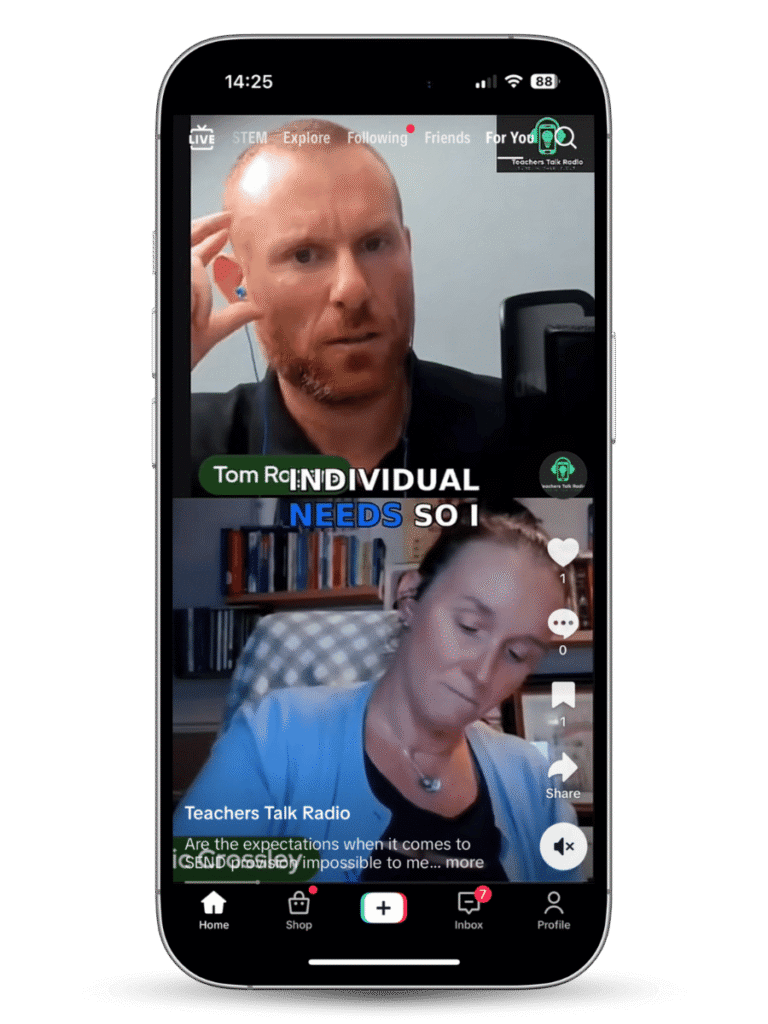 Screenshot of Teachers Talk Radio podcast on TikTok