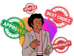 Illustration of an expert educator endorsing a product