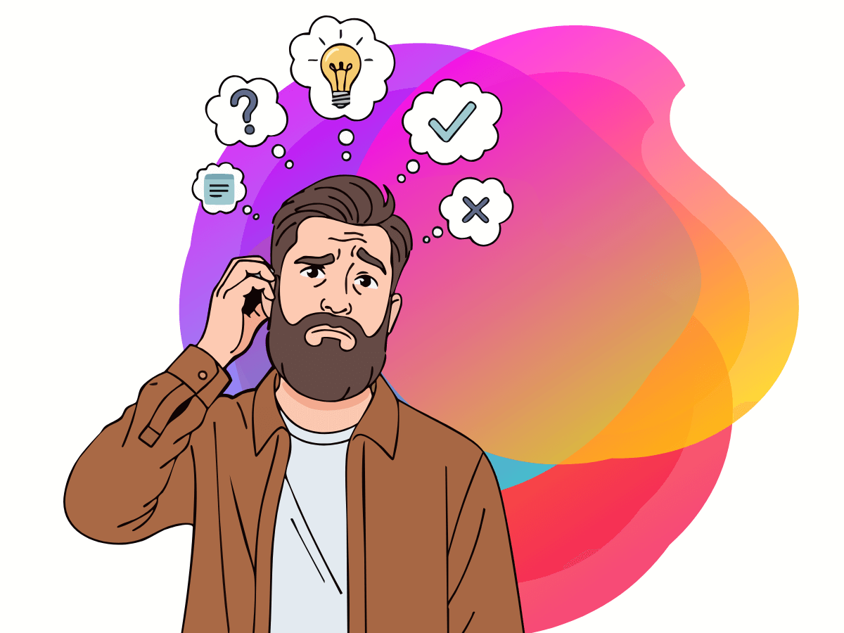 Illustration of a man thinking about hiring a marketing agency