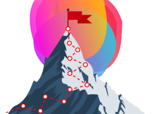 Illustration of mountain route with Bee Digital marketing agency for education logo behind it