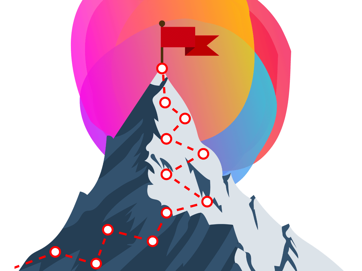 Illustration of mountain route with Bee Digital marketing agency for education logo behind it