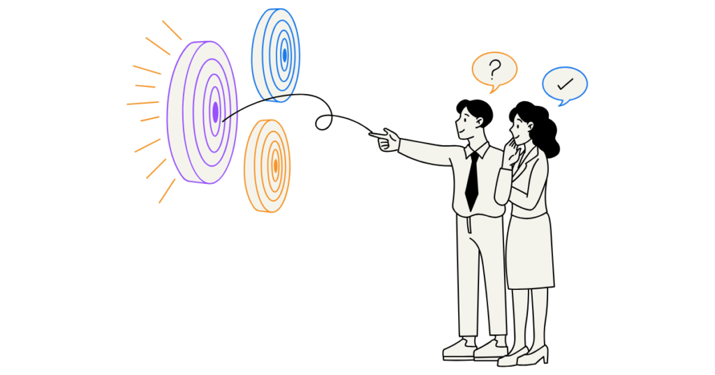 Illustration of a marketer guessing which distribution channel to choose - Bee Digital