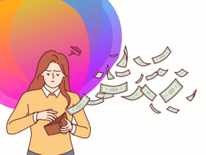 Illustration of a marketer spending money