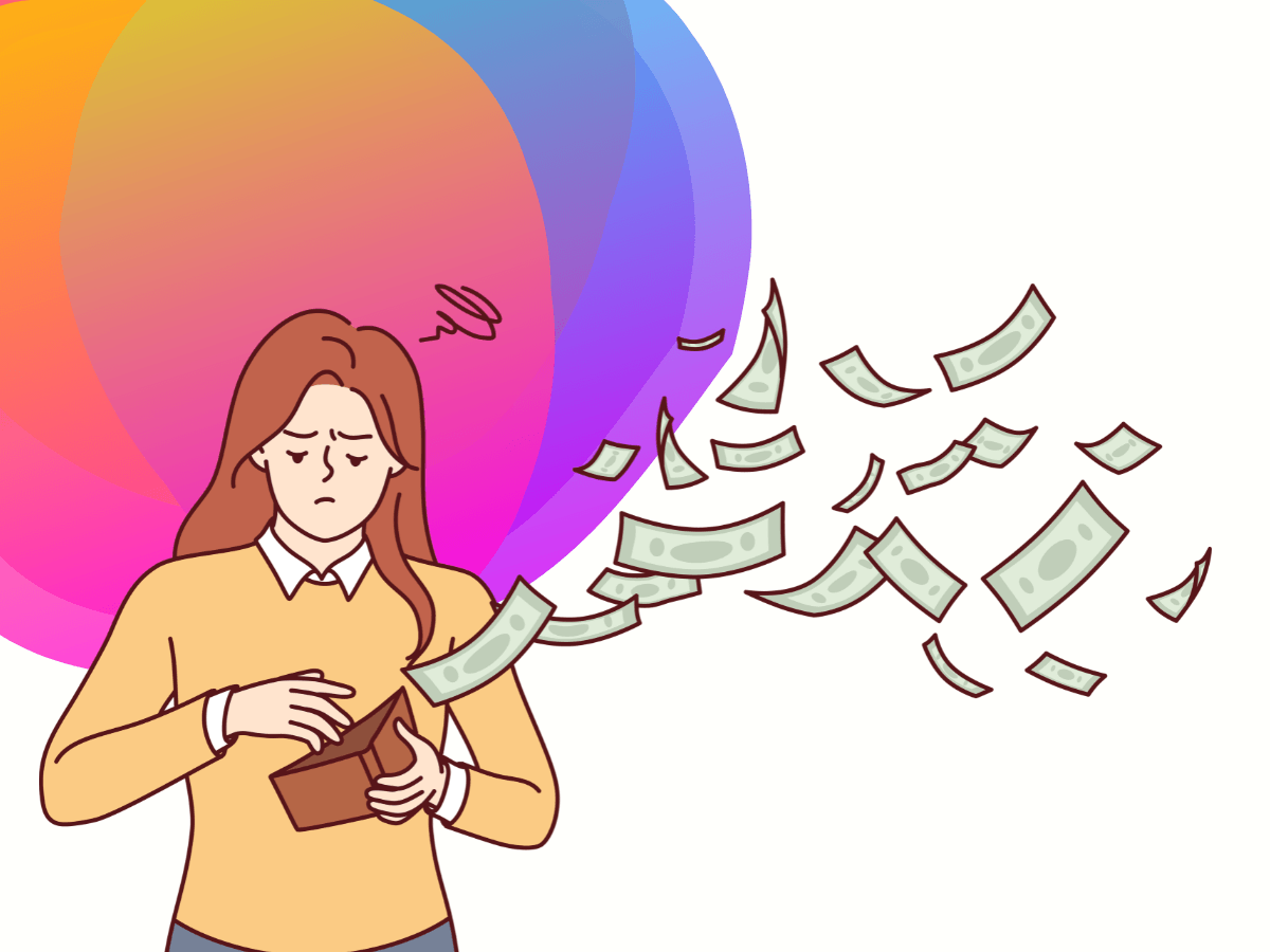 Illustration of a marketer spending money